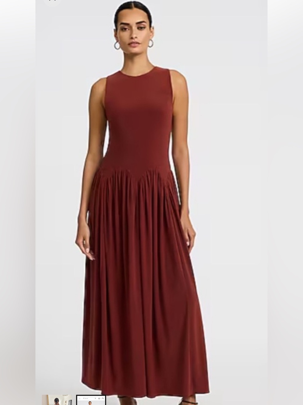 Scallop Waist Maxi Dress - Burgundy